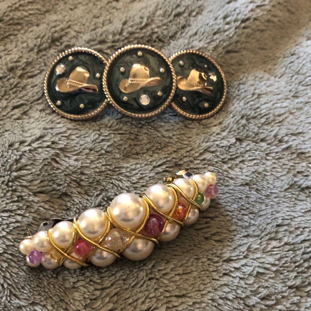 Gold and Silver Pearl Beaded Hair Clip